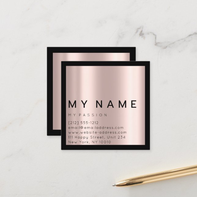 Rose Black Square Modern Minimal Logo Consulting Terminkarte (Vorderseite/Rückseite Beispiel)