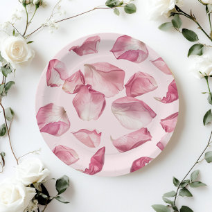 Rose Blätter Muster Petals und Prosecco Bridal Pappteller