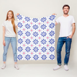 Rose Blau Blume Leaf Petal Morocan Mosaik Muster Fleecedecke