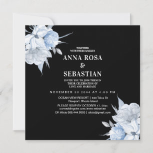 *~* Rose blaue Blüte AR15 WEDDING RSVP + Einladung