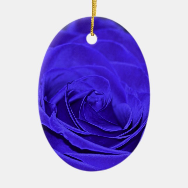 Rose Blauer Velvet Keramik Ornament (Vorne)