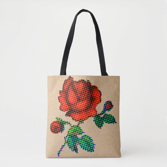 Rose Bloom Halftone auf braunem Papier Fine Art (Vorderseite)