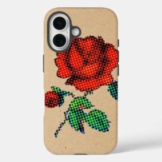 Rose Bloom Halftone auf braunem Papier Fine Art iPhone 16 Hülle