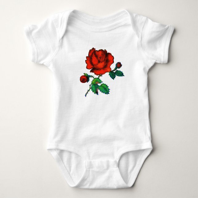 Rose Bloom Halftone Fine Art Baby Strampler (Vorderseite)