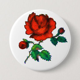 Rose Bloom Halftone Fine Art Button