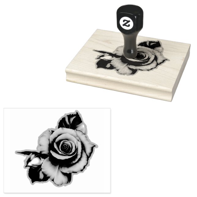 Rose Bloom Wood Handle Gummistempel (Stempel)