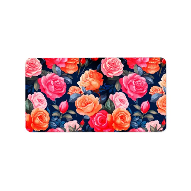 Rose Blooming Blume Muster-80037 Adressaufkleber (Vorne)