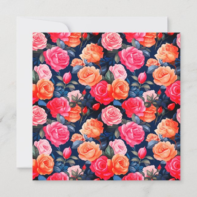 Rose Blooming Blume Muster-80037 Einladung (Vorderseite)