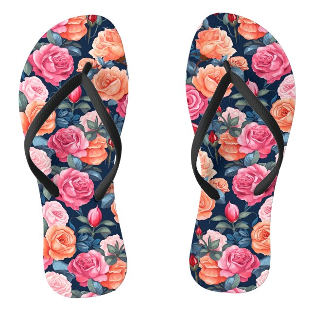 Rose Blooming Blume Muster-80037 Flip Flops (Fußbett)