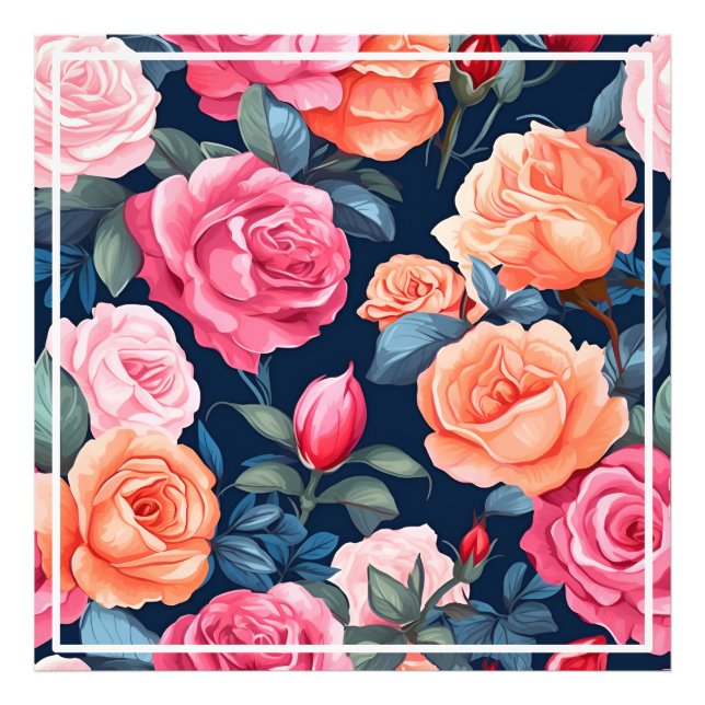 Rose Blooming Blume Muster-80037 Fotodruck (Vorne)