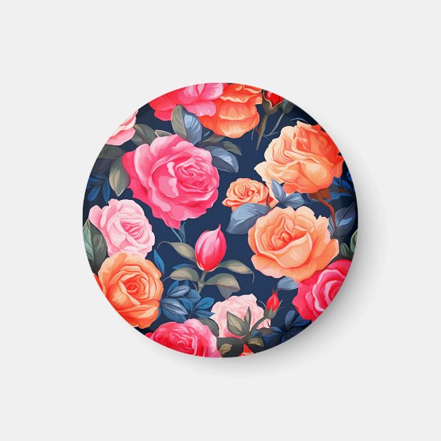 Rose Blooming Blume Muster-80037 Magnet (Vorne)