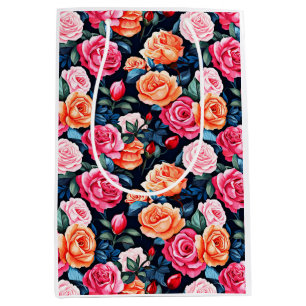 Rose Blooming Blume Muster-80037 Mittlere Geschenktüte