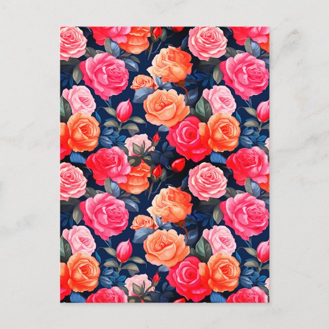 Rose Blooming Blume Muster-80037 Postkarte (Vorderseite)