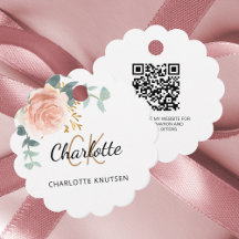 Rose Bloral Eukalyptus monogramm Business QR Tag