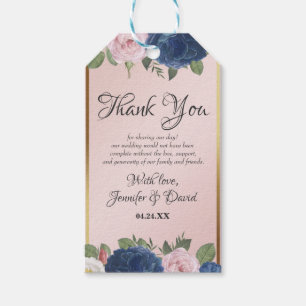 Rose Bloral Navy Blush Pink Gold Hochzeit Geschenkanhänger