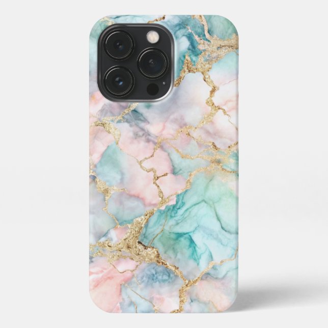 Rose Blue Gold Marble iPhone Hülle (Rückseite)