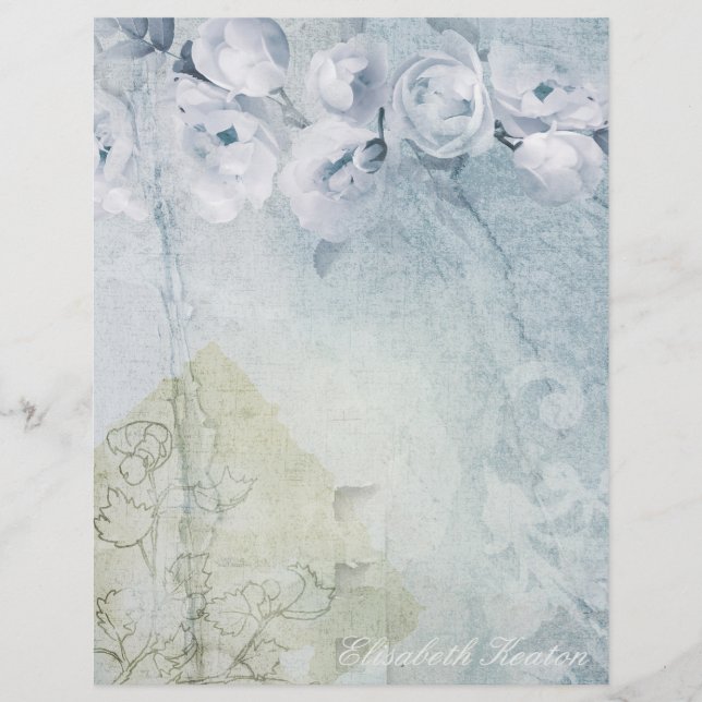 Rose Blue Grunge Briefbogen (Vorderseite)