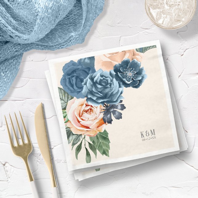 Rose Blue/Peach Wedding ID584 Serviette (Von Creator hochgeladen)