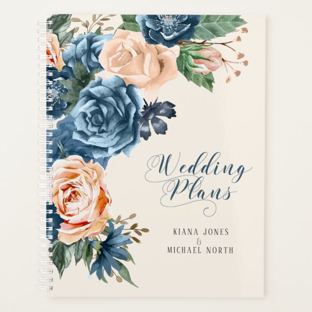 Rose Blue/Peach Wedding Plans ID584 Planer (Vorderseite)