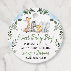 Rose Blue Safari Baby Dusche Pop Es Markierung Geschenkanhänger