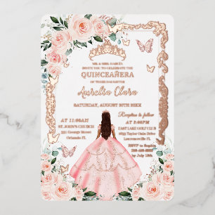 Rose Blues Quinceñera Princess Folieneinladung