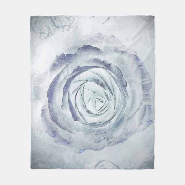 Rose Blume 13 Blau Fleecedecke (Vorderseite)