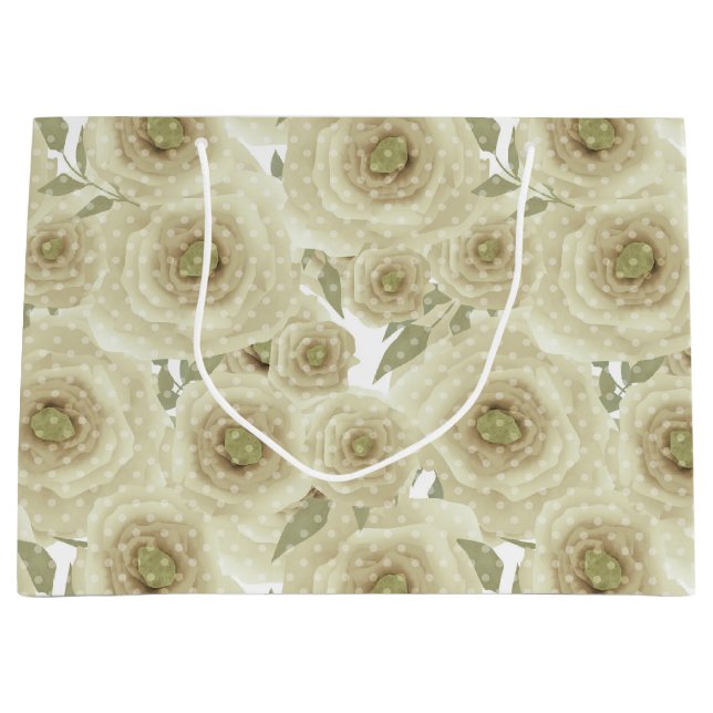 Rose Blume abstrakter Blumendruck Beigetöne Große Geschenktüte (Vorderseite)