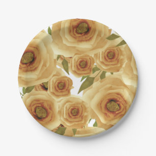 Rose Blume abstrakter Blumendruck Beigetöne Pappteller