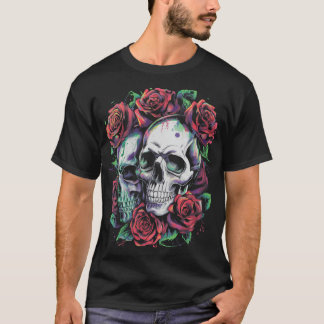 Rose Blume Ästhetische Punk Gothic V-Nacken T-Shirt
