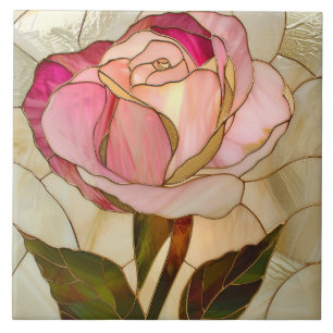 Rose Blume aus rosafarbenem Glas Fliese