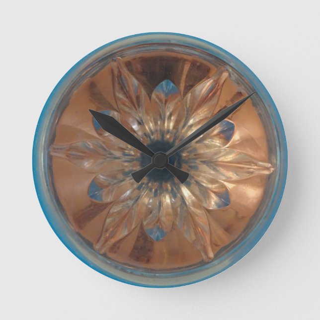 Rosé Blume Blue Wall Clock Runde Wanduhr (Vorderseite)