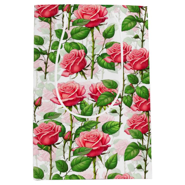Rose Blume Blumenblättermuster Mittlere Geschenktüte (Vorderseite)