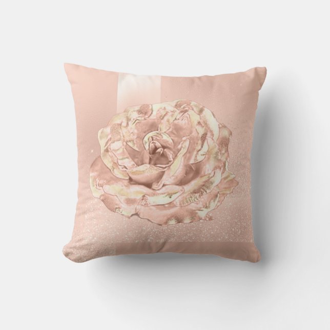 Rose Blume Blush Skinny Glitzer Peach Geometrie Kissen (Vorderseite)