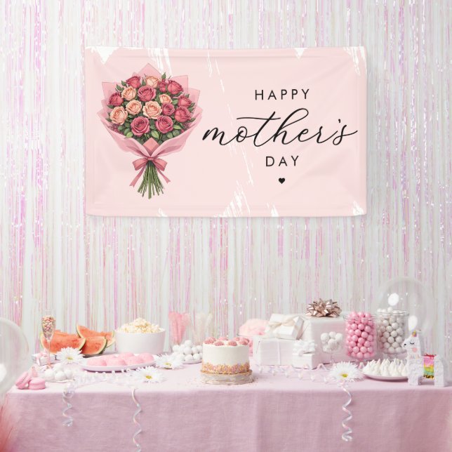 Rose Blume Bouquet Happy Mother Day Elegante Banner (Party)