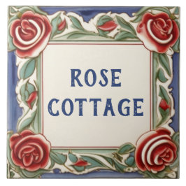 Rose Blume Eigene Hausnamensplatte Unterschrift Pl Fliese