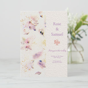Rose Blume Elegantes Papier Texturierte Hochzeit I Einladung