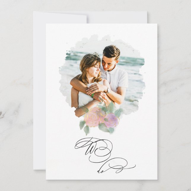 *~* ROSE Blume FOTO UAWG + QR AR6 Wedding Invit Einladung (Vorderseite)