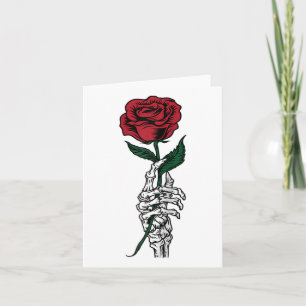 Rose Blume Geschenk - Weißes Skelett Hand halten A Karte