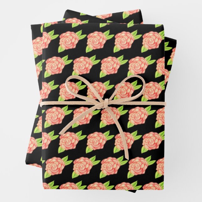 Rose Blume Geschenkpapier Set (Beispiel)