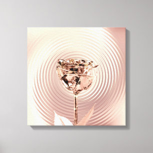 Rose Blume Gold Blush Kupfer Metallic Seide Luxus Leinwanddruck