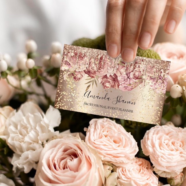 Rose Blume Gold Confetti Tropfen QR CODE Logo Visitenkarte (Von Creator hochgeladen)