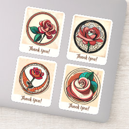 Rose Blume Groovy Retro Personalisiert Aufkleber