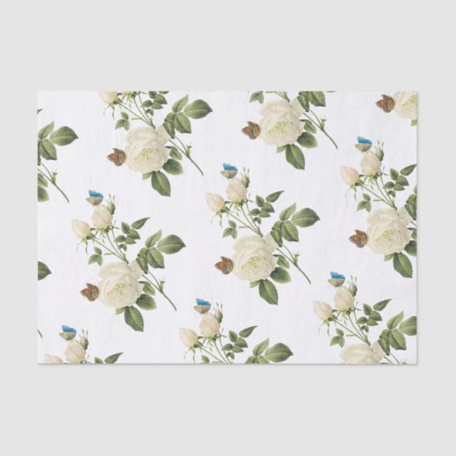 Rose Blume mit Schmetterlingsmuster Seidenpapier (Vorderseite)