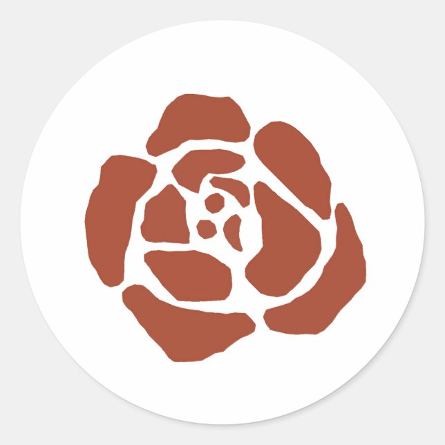 Rose Blume Motif Blockdruckaufkleber Runder Aufkleber (Vorderseite)