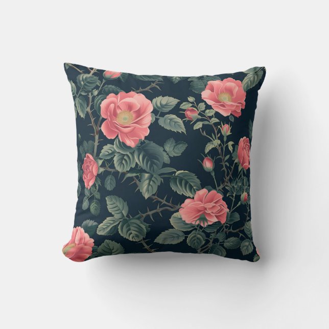 Rose Blume Muster Kissen (Vorderseite)