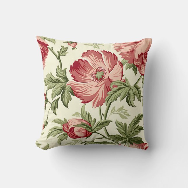 Rose Blume Muster Kissen (Vorderseite)