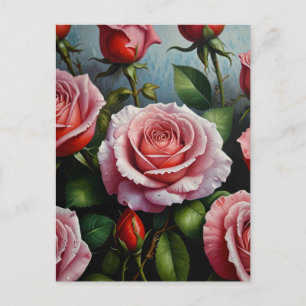 Rose Blume Ölgemälde Postkarte
