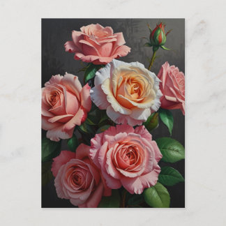 Rose Blume Ölgemälde Postkarte