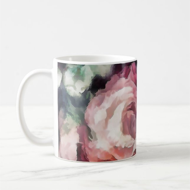 Rose Blume Ölmalerei abstrakter Blumendruck b Kaffeetasse (Links)