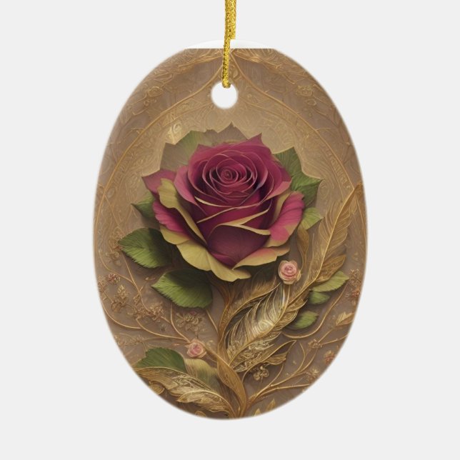 Rose Blume ovale Ornamente (Vorne)
